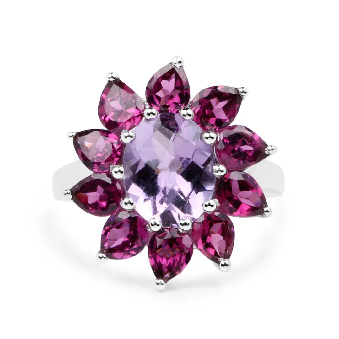 Natural Amethyst and Rhodolite Floral Ring sold by Zulily product image thumbnail 2