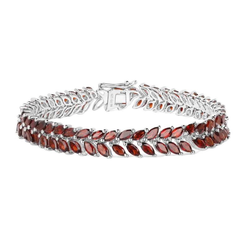 Rhodium Over Silver Garnet Tennis Bracelet made by Zulily