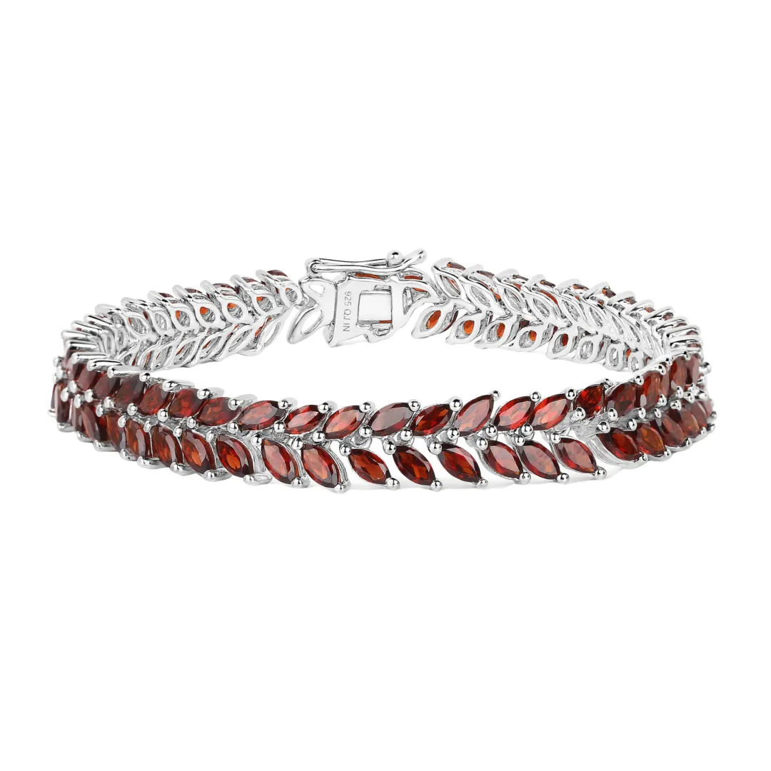 Rhodium Over Silver Garnet Tennis Bracelet sold by Zulily