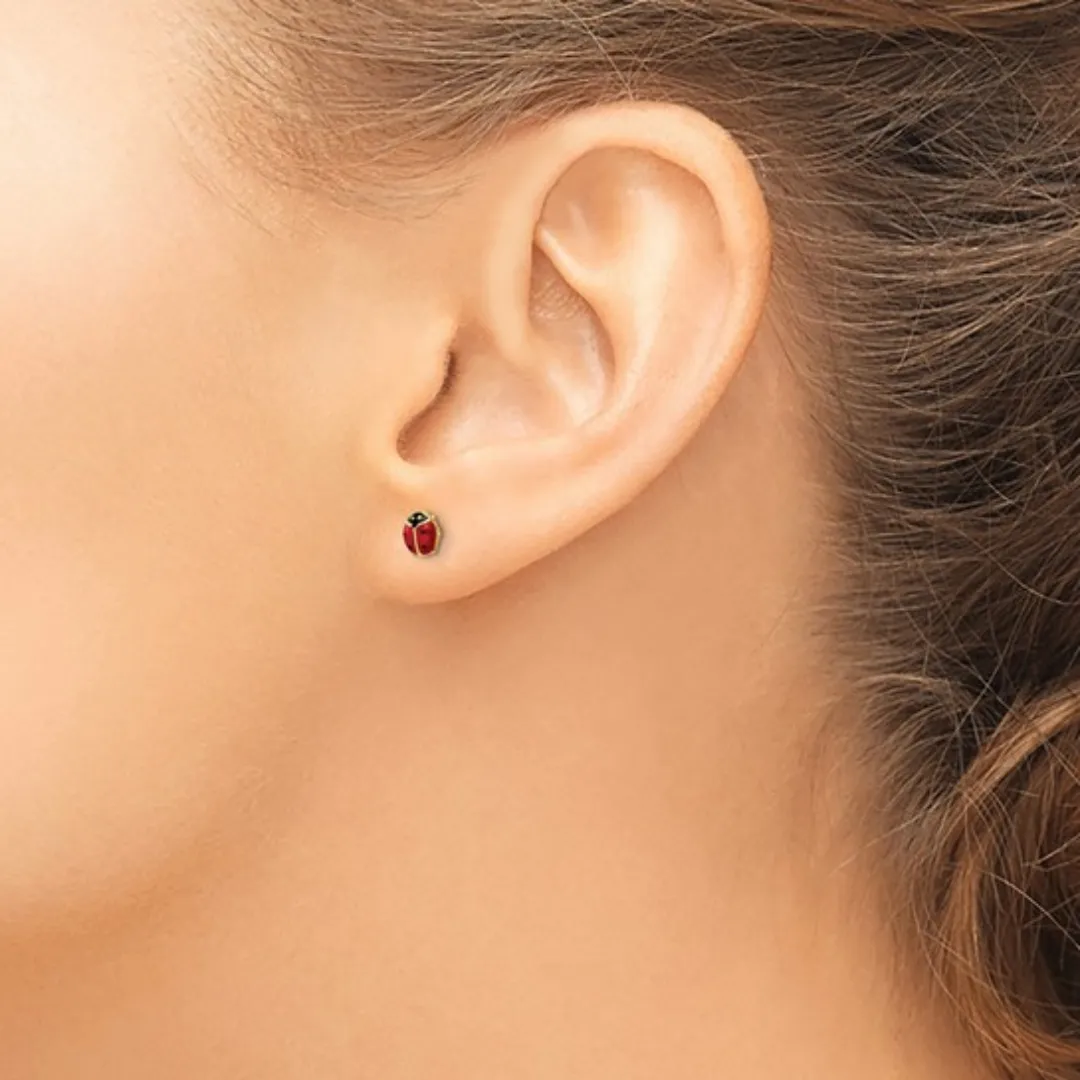 Enameled 14k Gold Ladybug Earrings sold by Zulily product image thumbnail 3