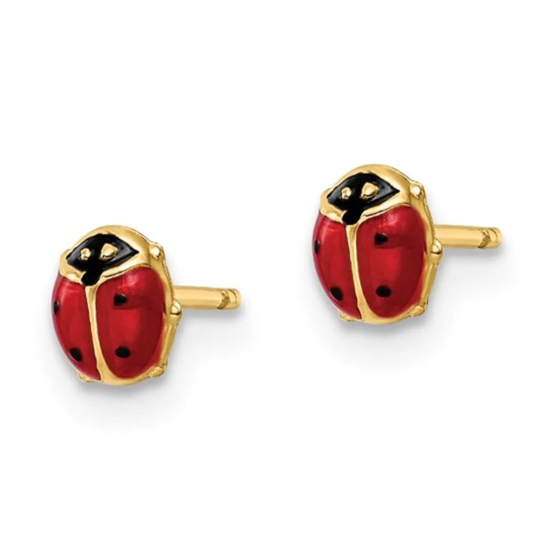 Enameled 14k Gold Ladybug Earrings sold by Zulily
