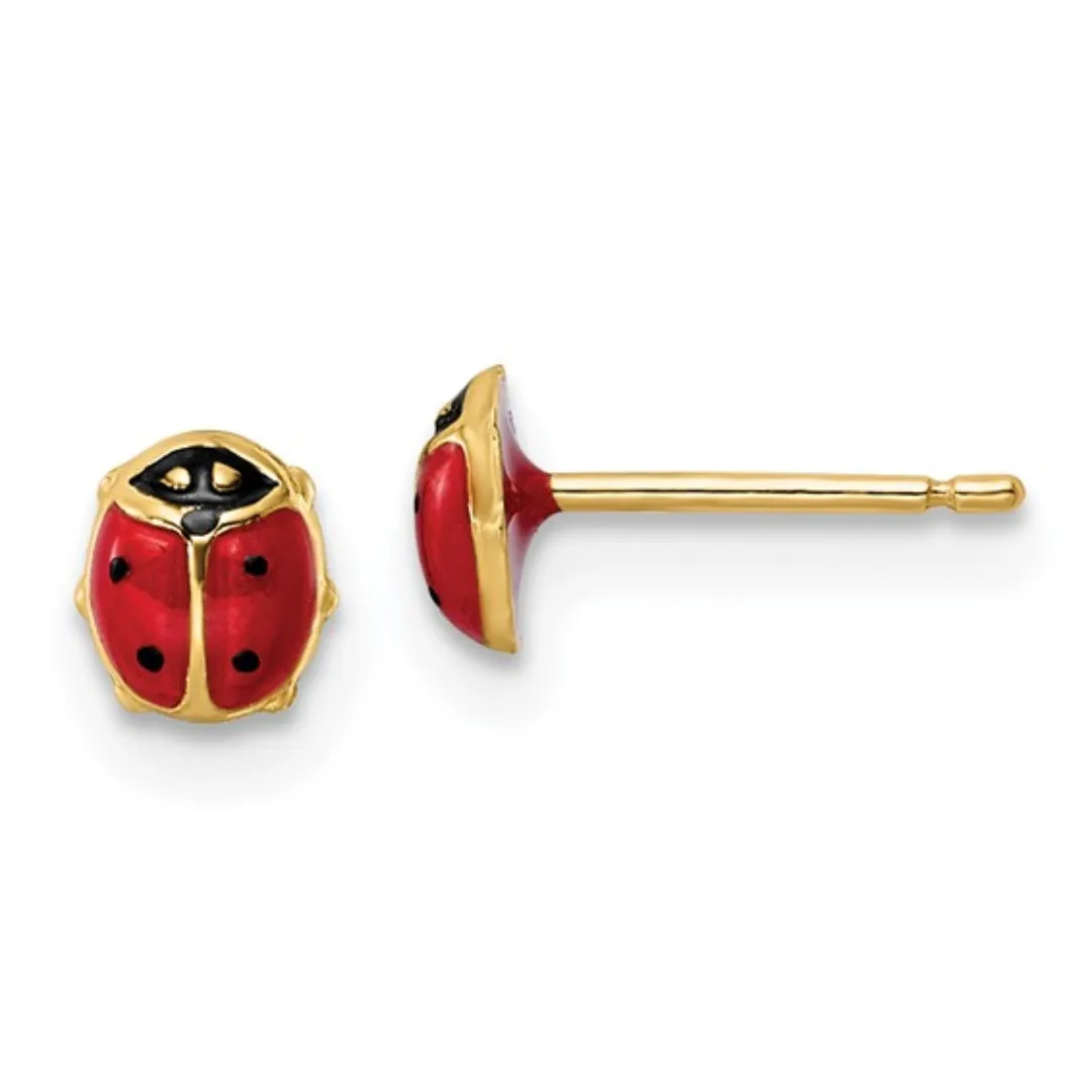 Enameled 14k Gold Ladybug Earrings sold by Zulily product image thumbnail 2