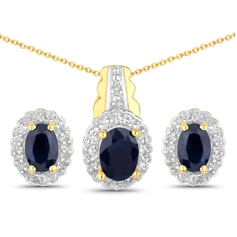 Sterling Silver Black Blue Sapphire Jewelry Set made by Zulily