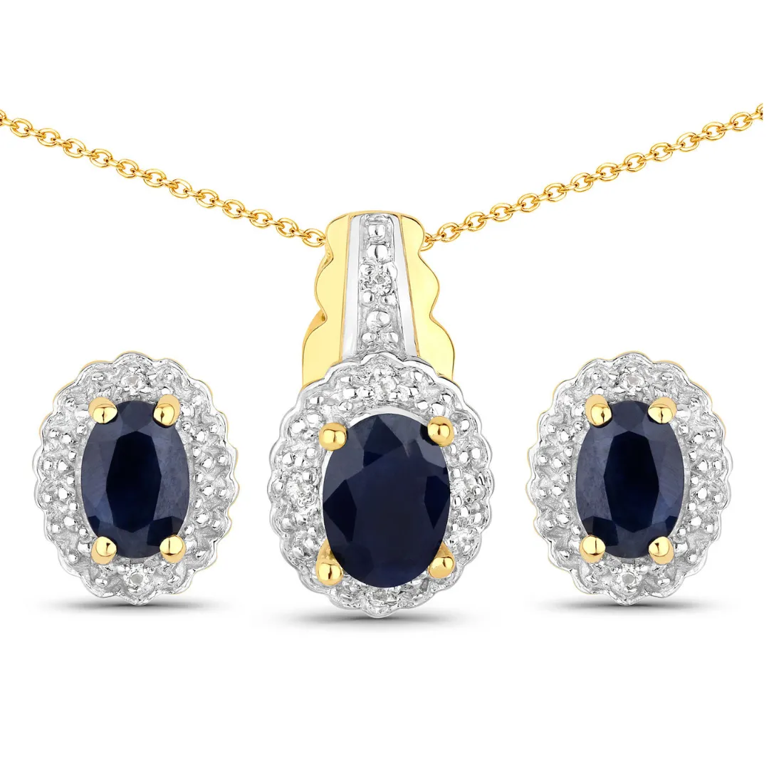 Sterling Silver Black Blue Sapphire Jewelry Set sold by Zulily