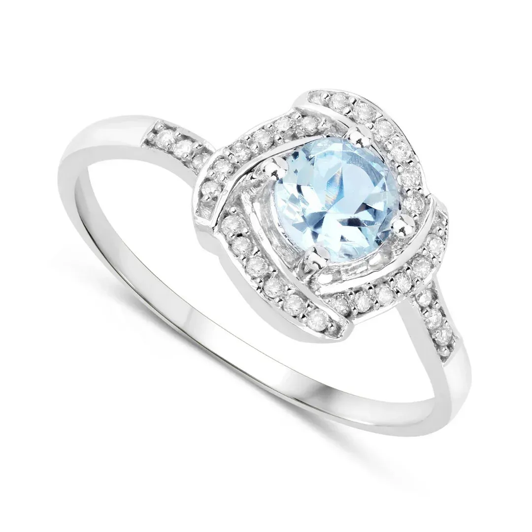 14K Gold Aquamarine Diamond Halo Pave Ring sold by Zulily product image thumbnail 4