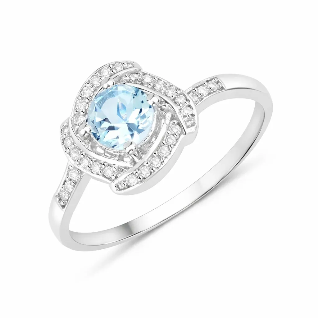 14K Gold Aquamarine Diamond Halo Pave Ring sold by Zulily product image thumbnail 3