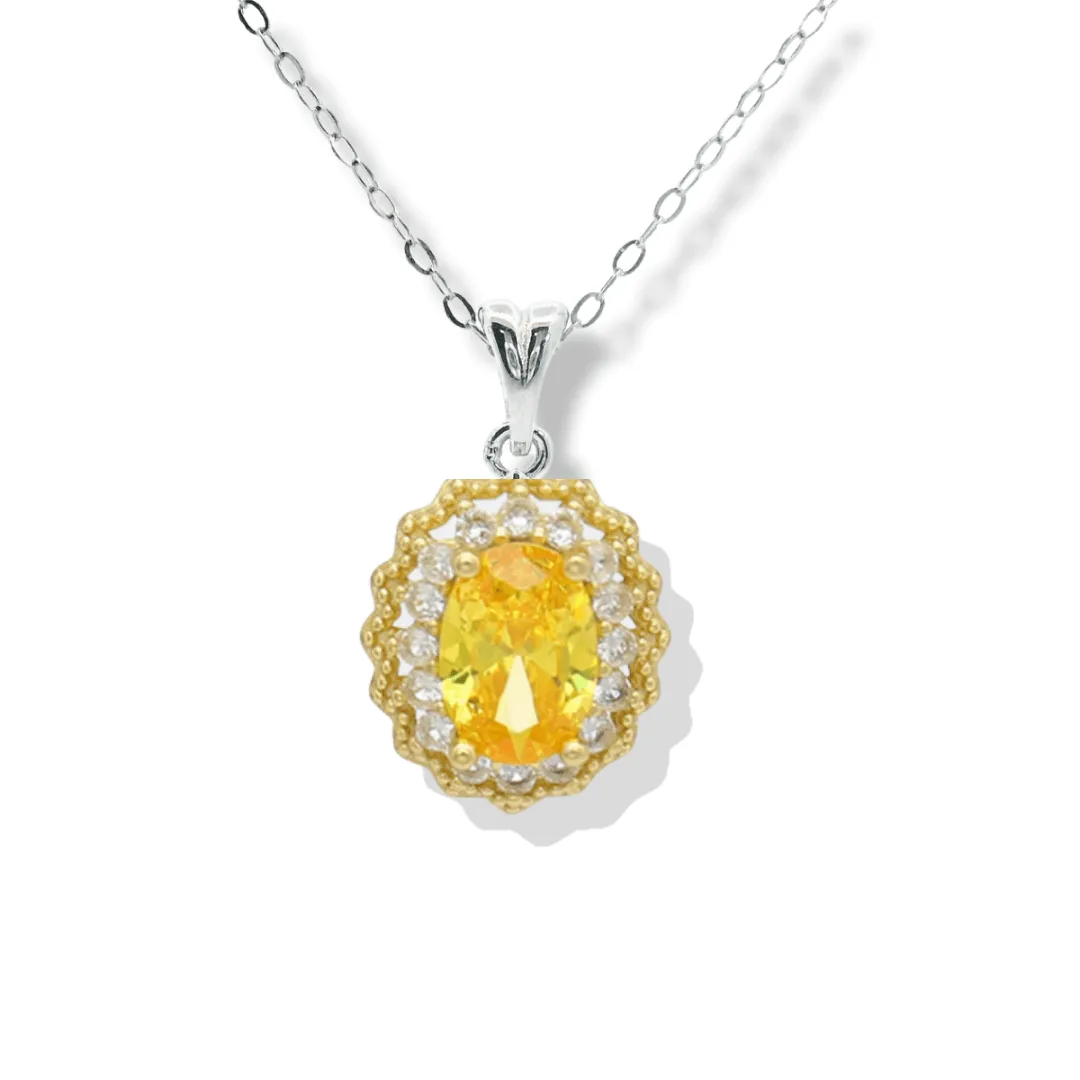 Natural Citrine Halo Pendant Necklace sold by Zulily
