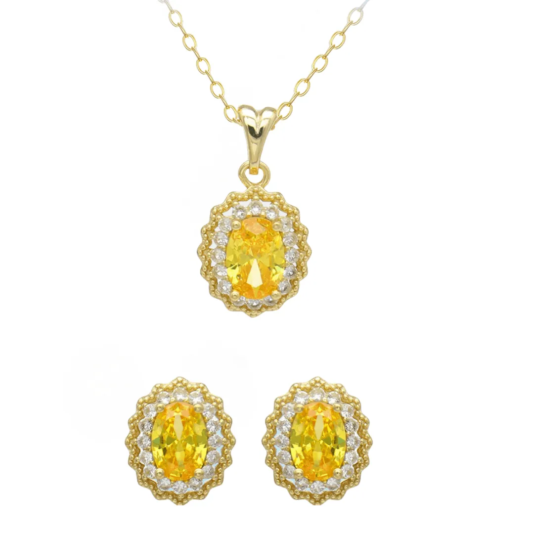 Natural Citrine Halo Pendant Necklace sold by Zulily product image thumbnail 5
