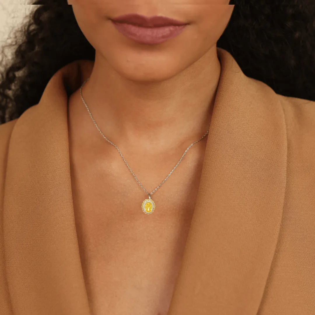 Natural Citrine Halo Pendant Necklace sold by Zulily product image thumbnail 3