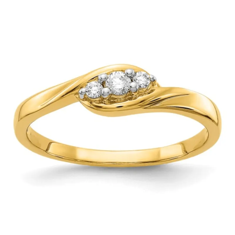 14K Yellow Gold Lab Grown Diamond Three Stone Ring made by Zulily