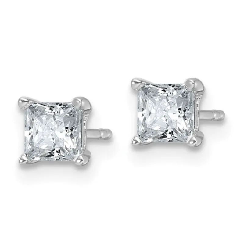 14k White Gold Lab Grown Diamond Square Solitaire Studs Earrings made by Zulily