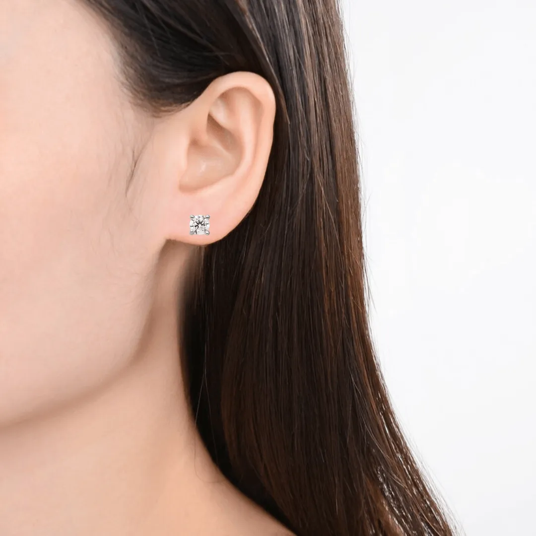 14k White Gold Lab Diamond Round Solitaire Stud Earrings sold by Zulily product image thumbnail 5