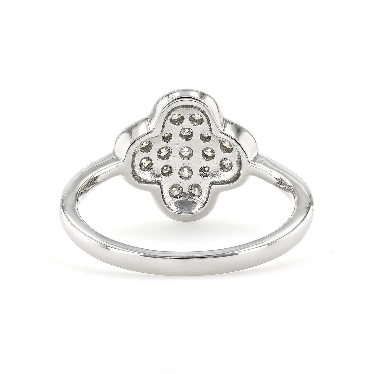 Round White Moissanite Pave Sterling Silver Four Leaf Clover Ring sold by Zulily product image thumbnail 4