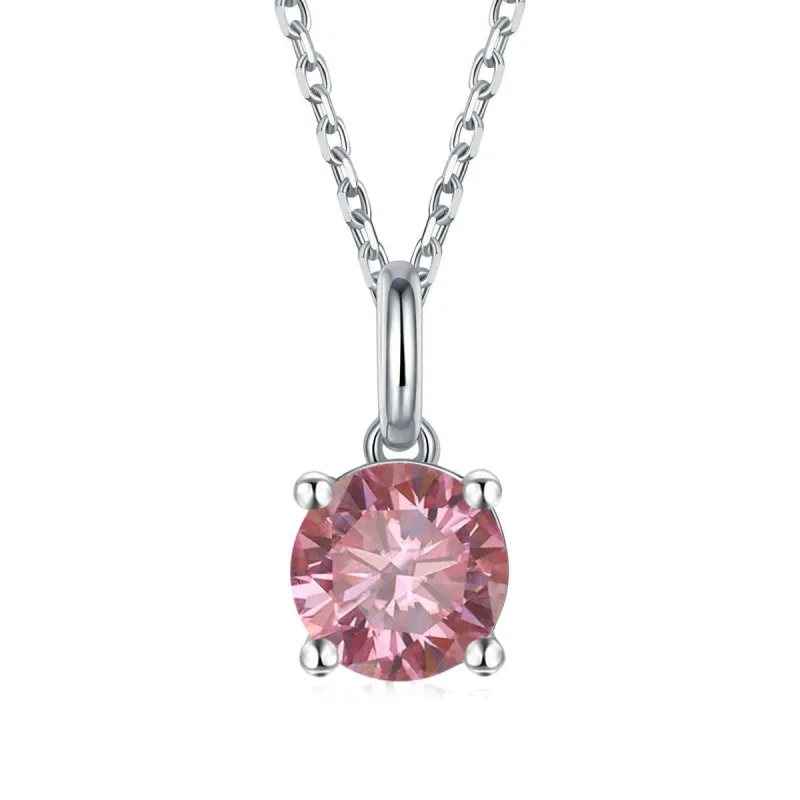 Pink Moissanite Solitiare Necklace made by Zulily