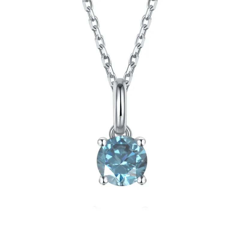 Blue Moissanite Solitiare Necklace made by Zulily