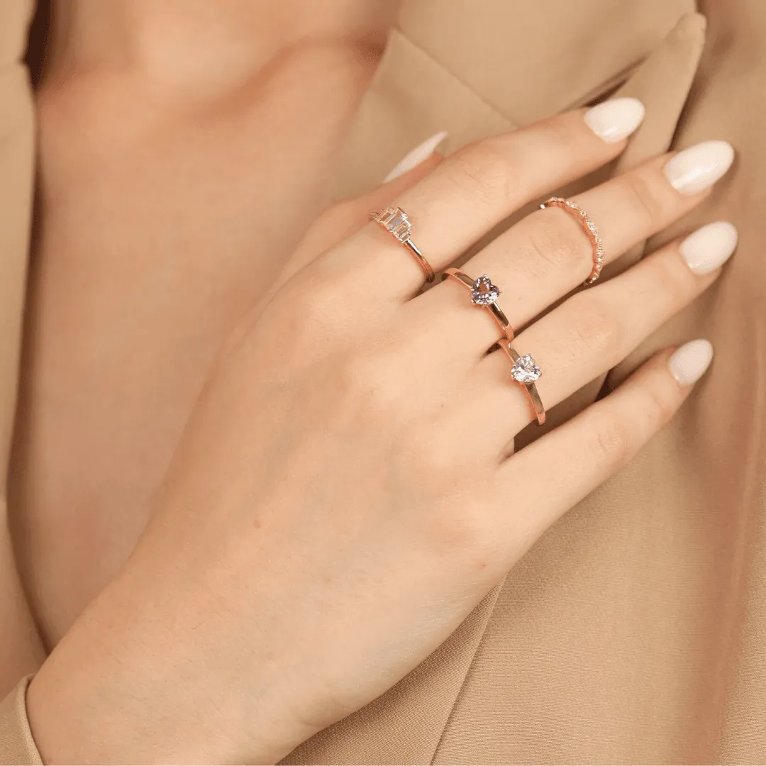 Heart White Moissanite Prong Rose Gold Plated Silver Solitaire Ring sold by Zulily product image thumbnail 5