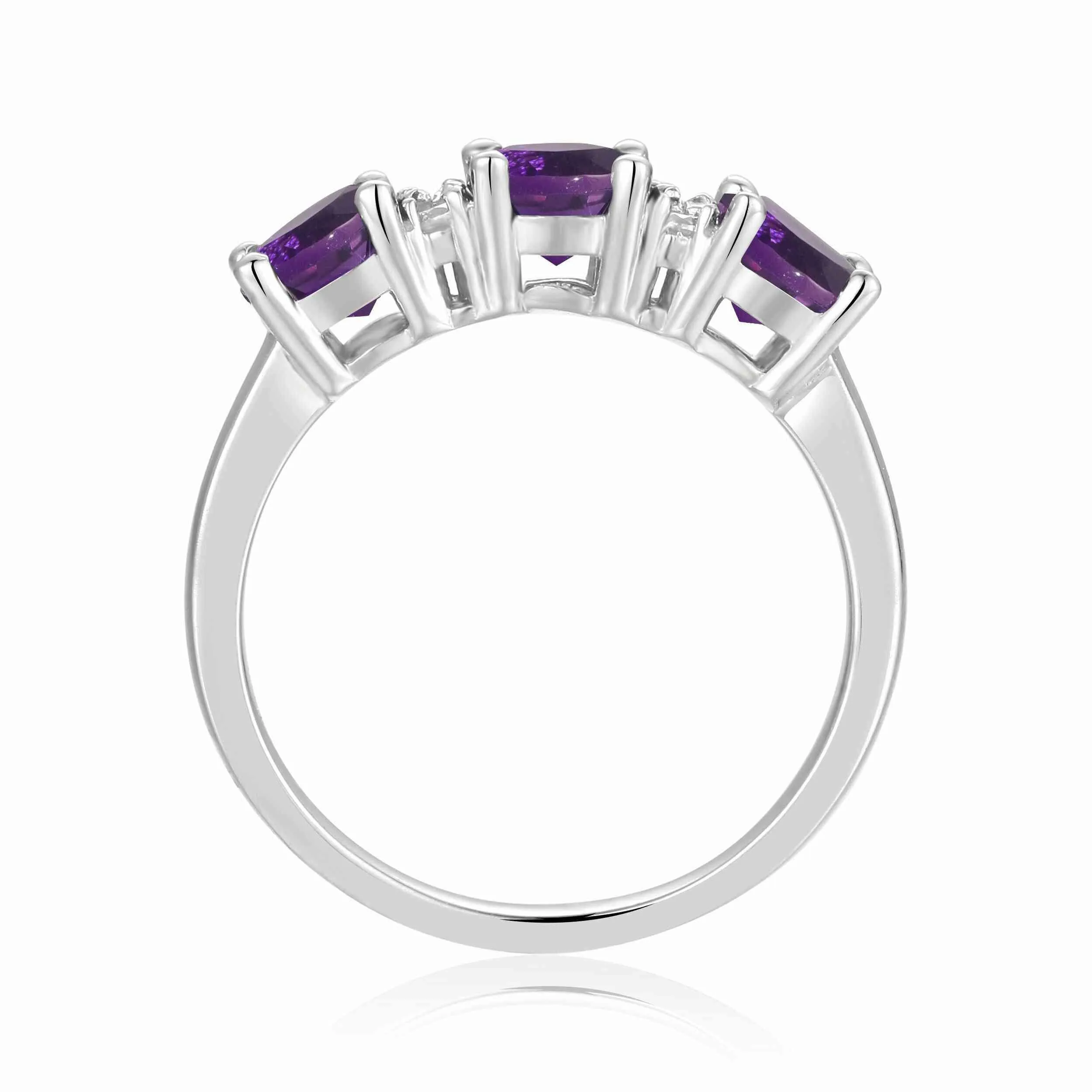 1.7 Ct Round Purple Amethyst Prong Silver Three Stone Ring sold by Zulily product image thumbnail 4