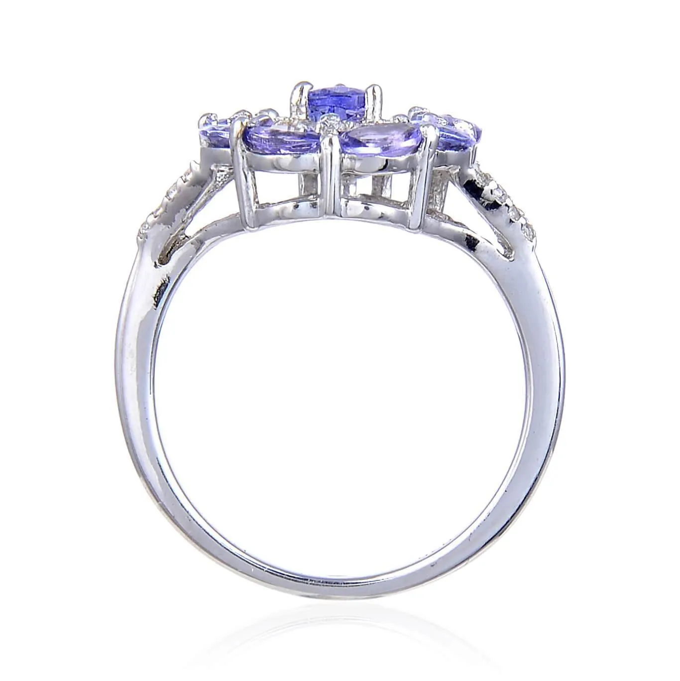 2.42 Ct Pear Blue Violet Tanzanite and White Topaz Prong Silver Teardrop Cocktail Ring sold by Zulily product image thumbnail 4