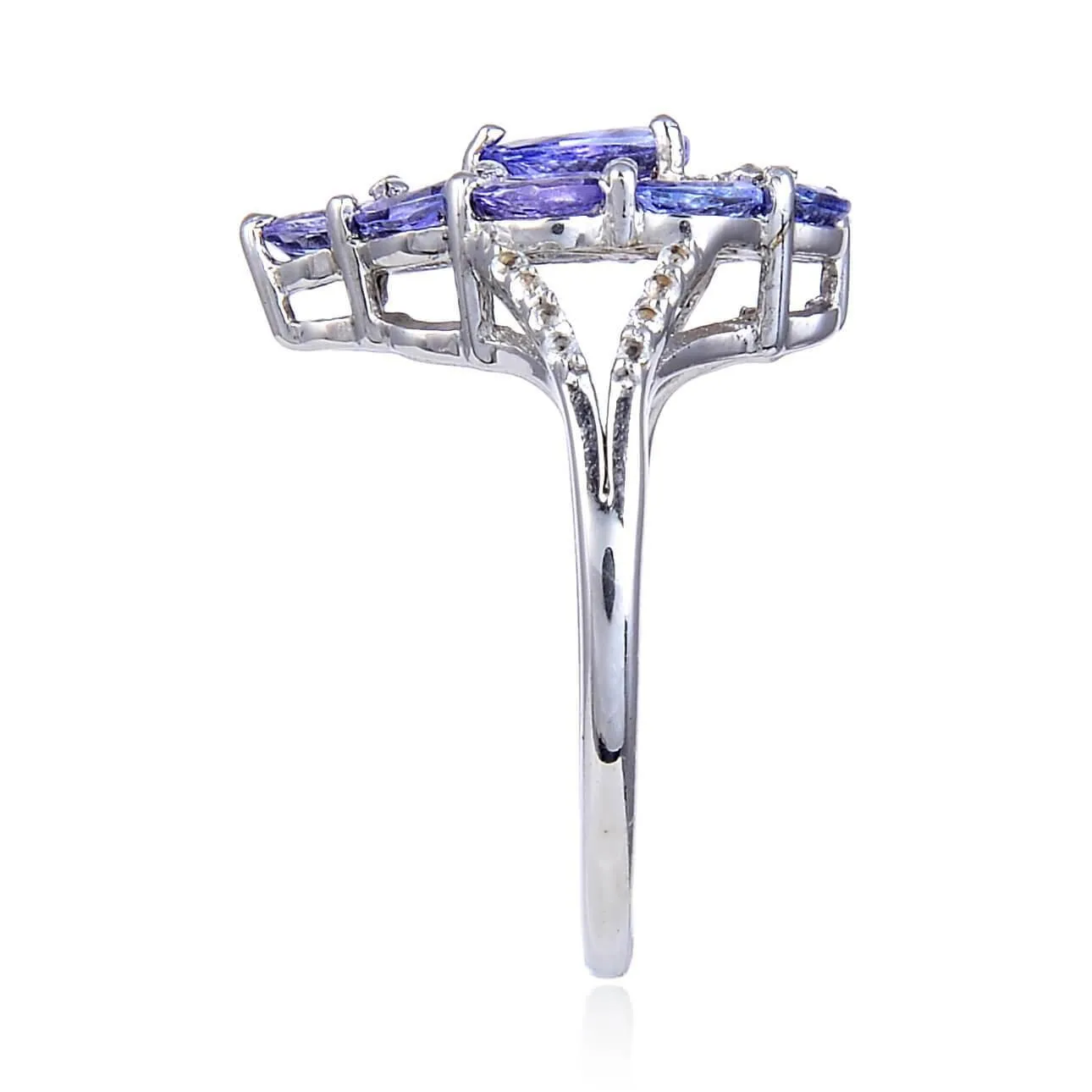 2.42 Ct Pear Blue Violet Tanzanite and White Topaz Prong Silver Teardrop Cocktail Ring sold by Zulily product image thumbnail 5