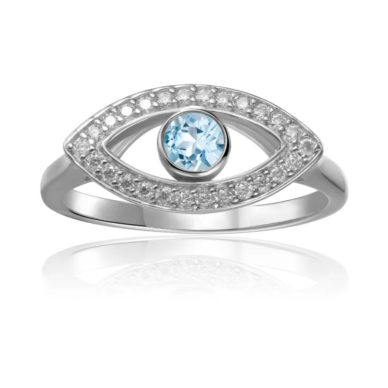 Blue Topaz Evil Eye Ring made by Zulily