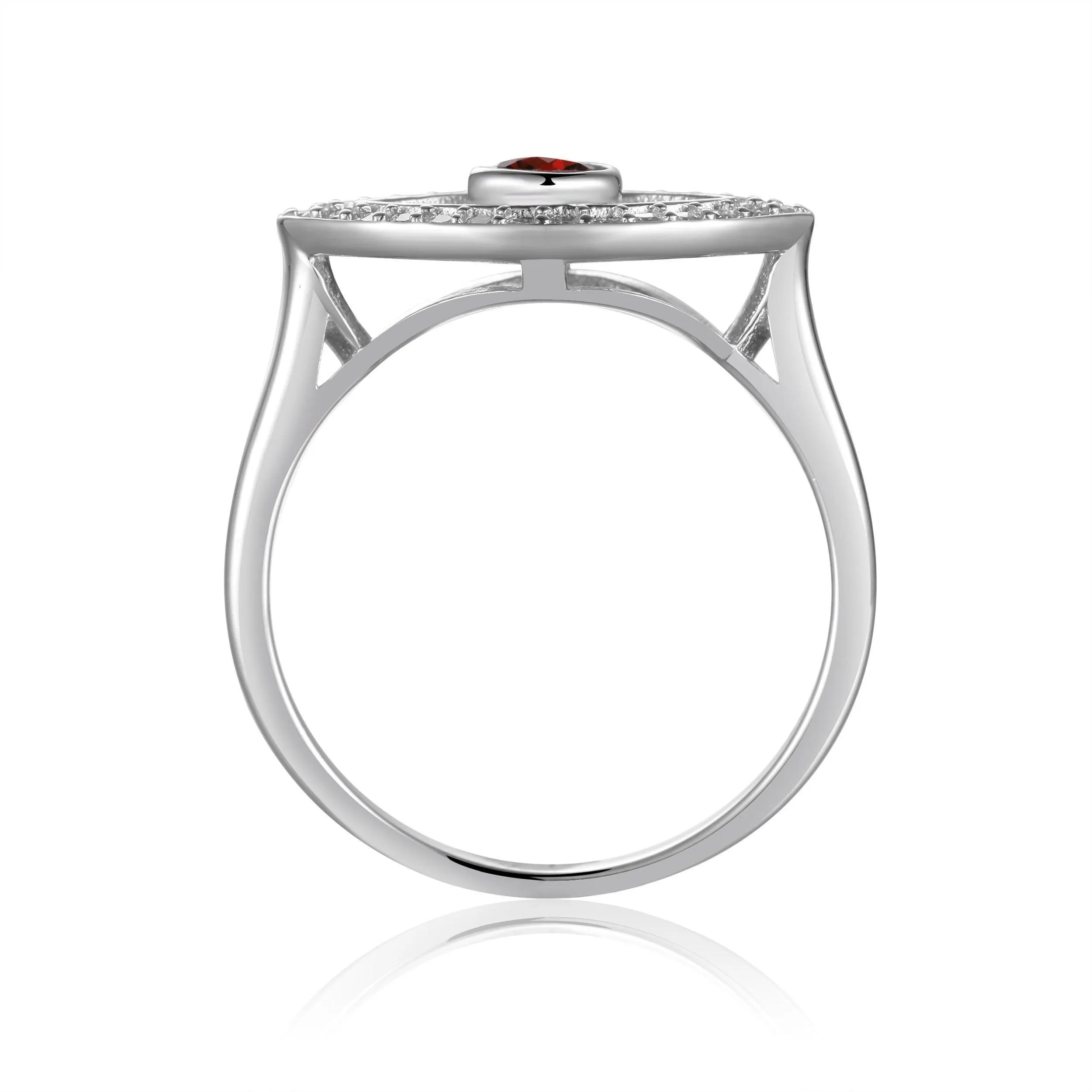 1.30 Ct Round Red Garnet Bezel Silver Evil Eye Ring sold by Zulily product image thumbnail 5