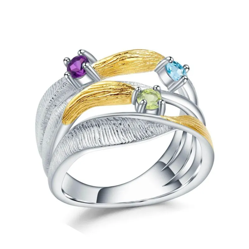 Multi Color Gold-Plated Statement Ring made by Zulily