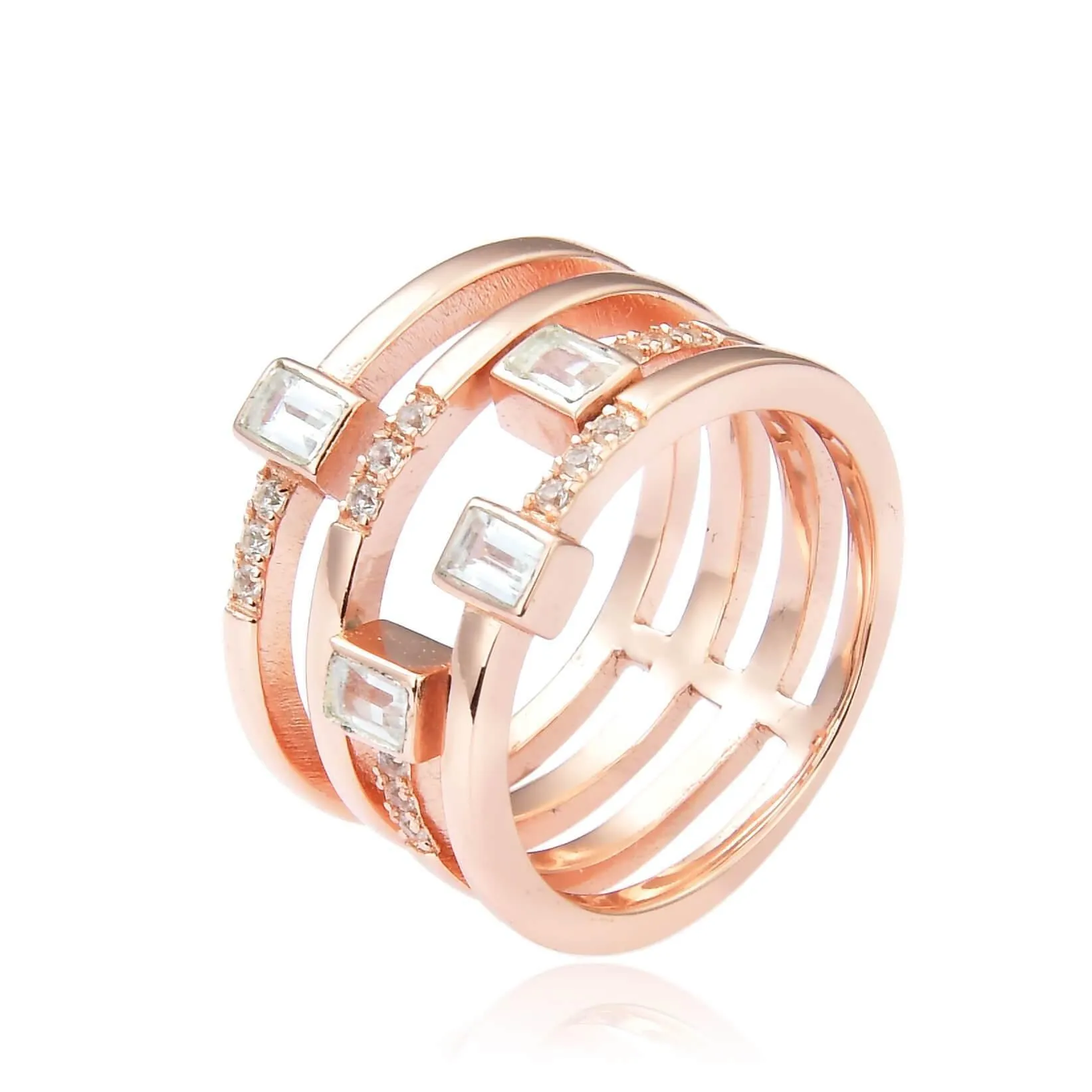 White Topaz Sapphire Four Band Fashion Ring sold by Zulily product image thumbnail 2
