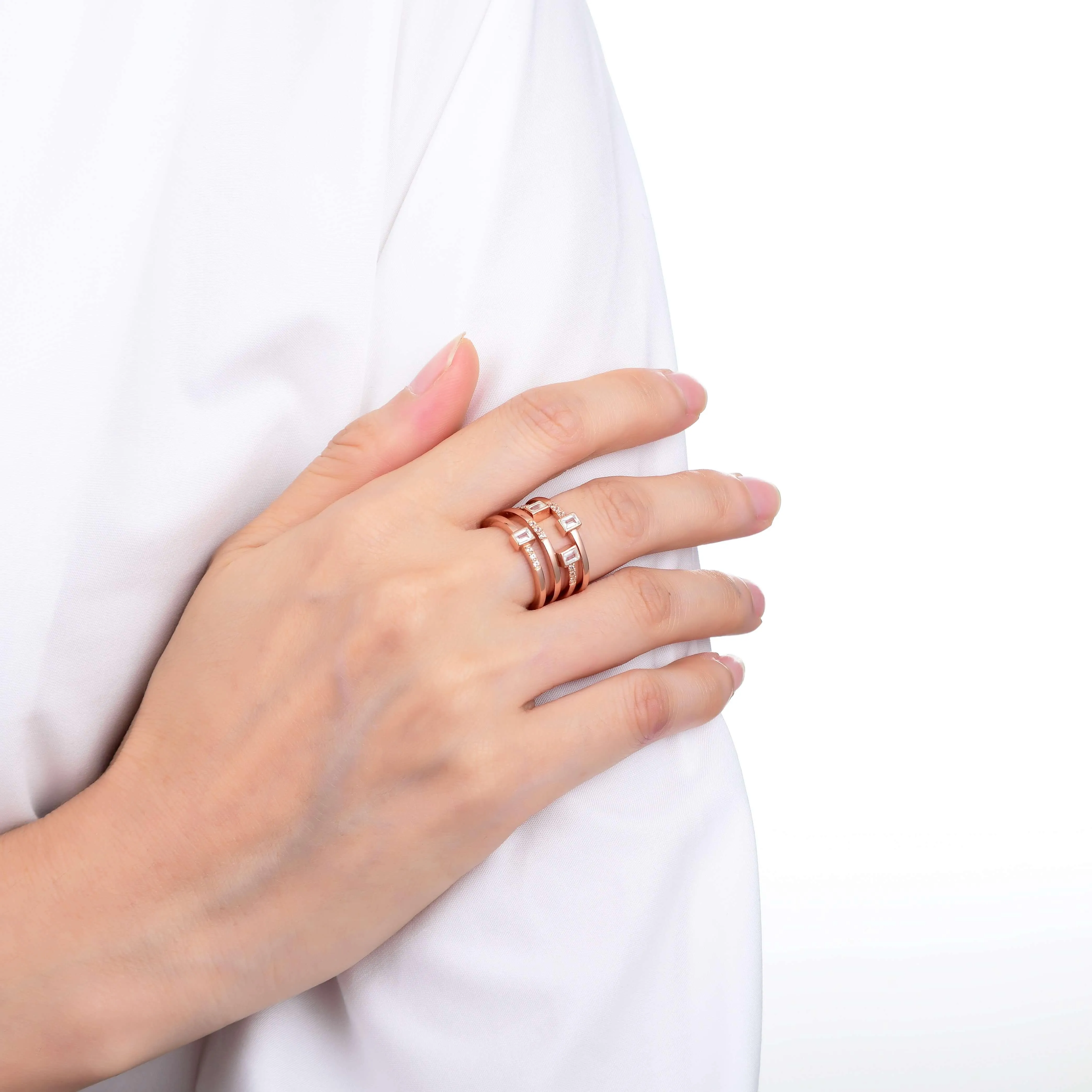 White Topaz Sapphire Four Band Fashion Ring sold by Zulily product image thumbnail 3