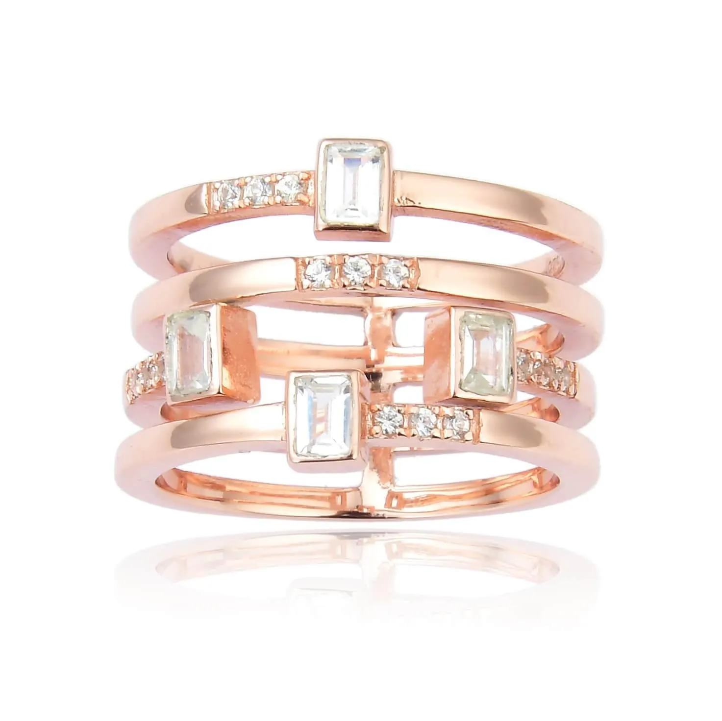 White Topaz Sapphire Four Band Fashion Ring sold by Zulily