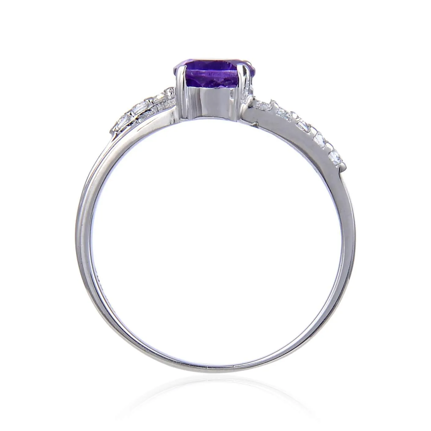 1.10 Ct Round Purple Amethyst and White Topaz Prong Silver Promise Ring sold by Zulily product image thumbnail 4