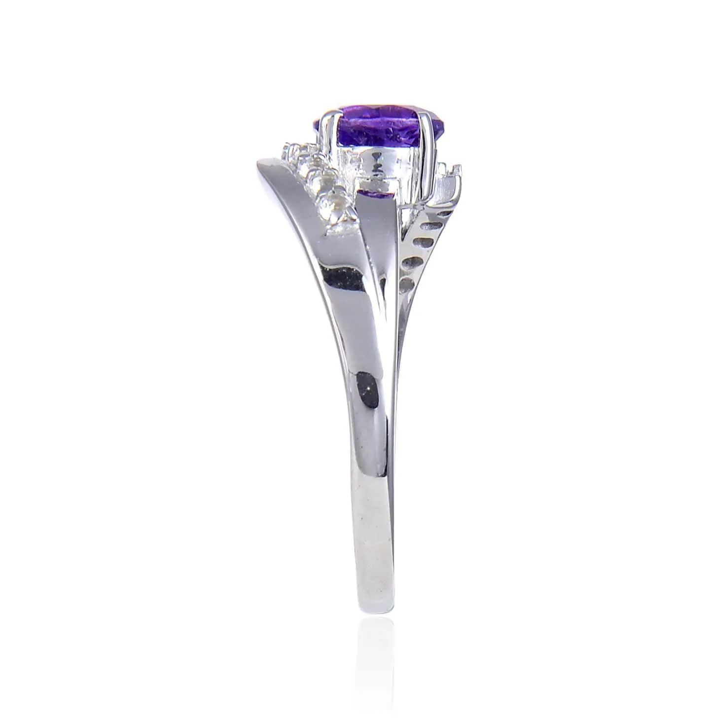 1.10 Ct Round Purple Amethyst and White Topaz Prong Silver Promise Ring sold by Zulily product image thumbnail 5