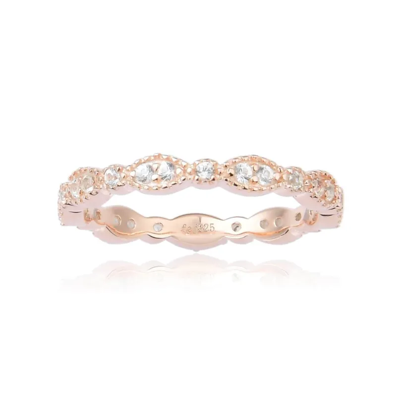 0.27 Ct Round White Sapphire Prong Silver Eternity Ring made by Zulily