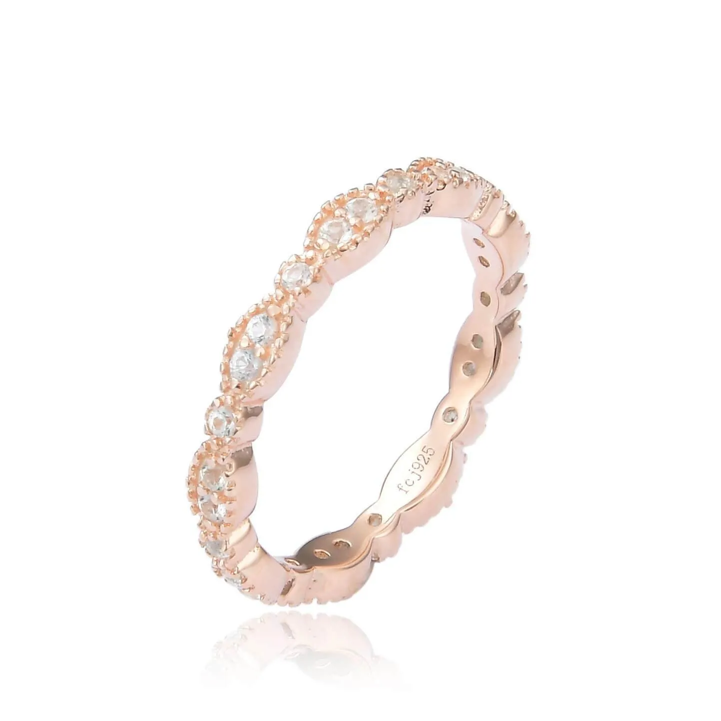 0.27 Ct Round White Sapphire Prong Silver Eternity Ring sold by Zulily product image thumbnail 2