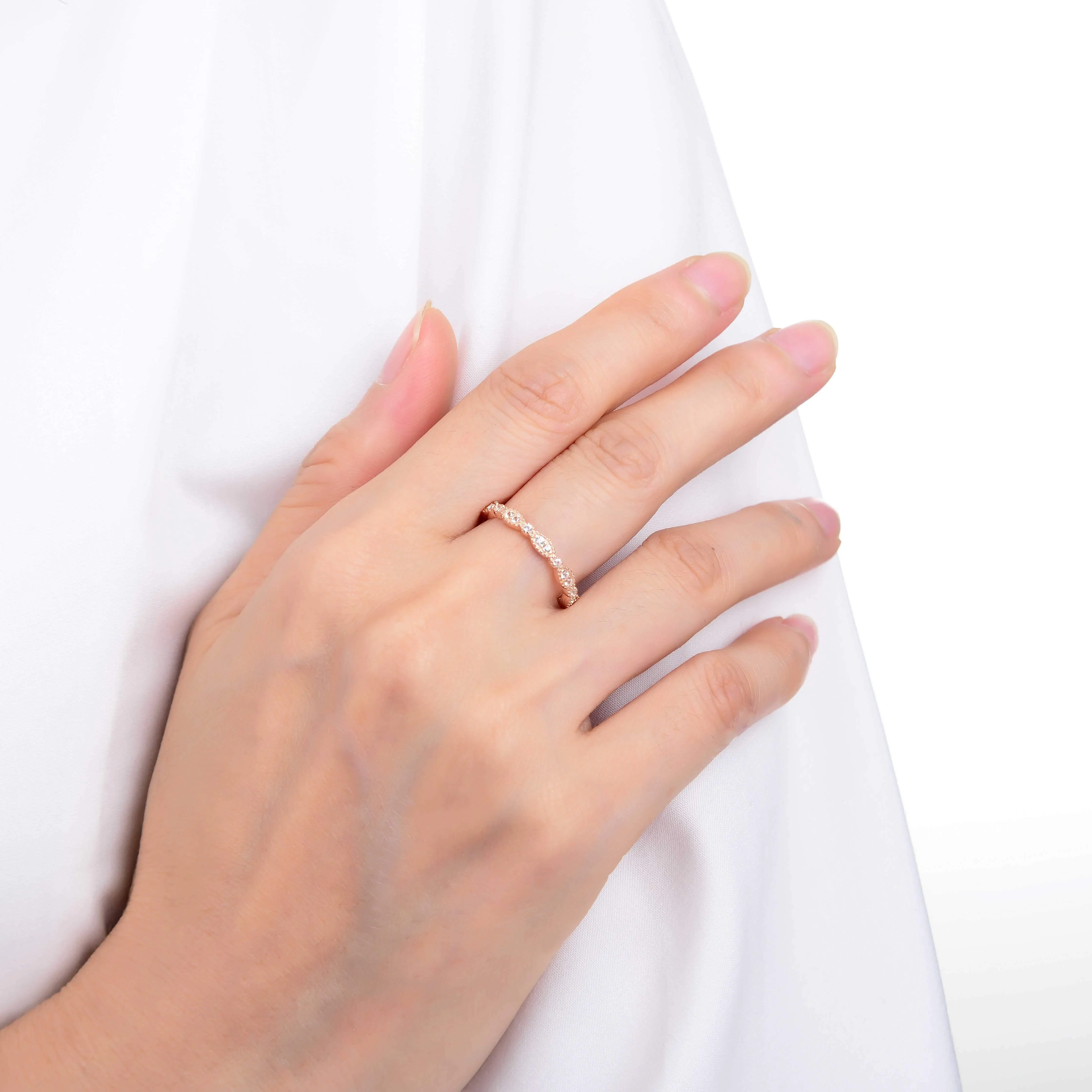 0.27 Ct Round White Sapphire Prong Silver Eternity Ring sold by Zulily product image thumbnail 3