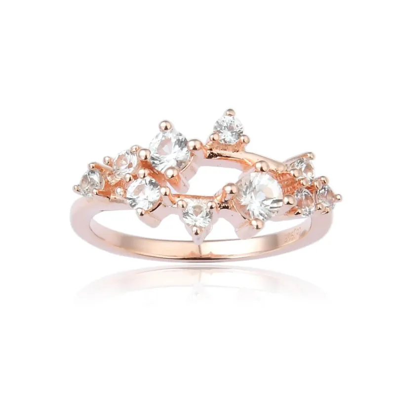 0.67 Ct  Round White Sapphire Prong Silver Cluster Ring made by Zulily