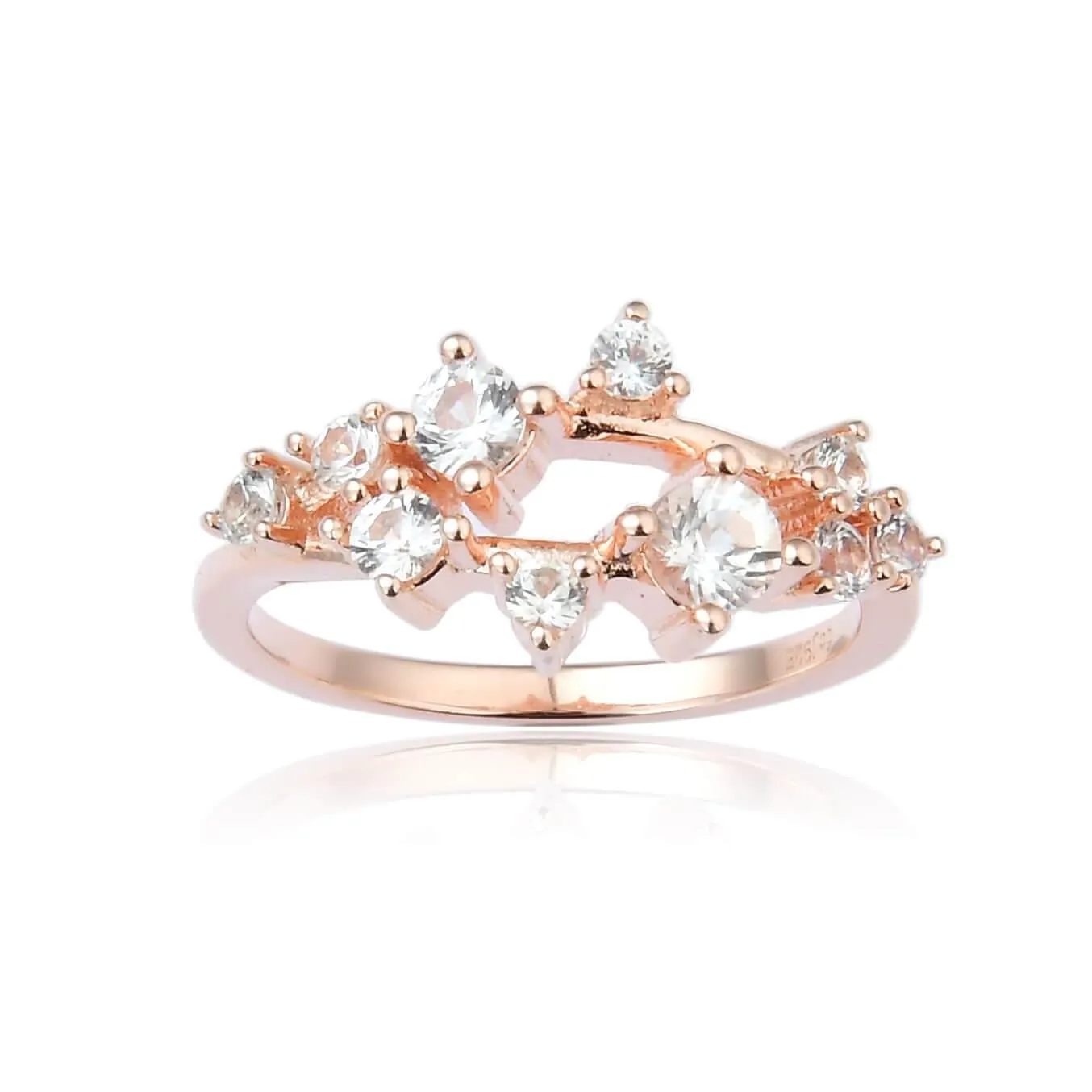 0.67 Ct Round White Sapphire Prong Silver Cluster Ring sold by Zulily