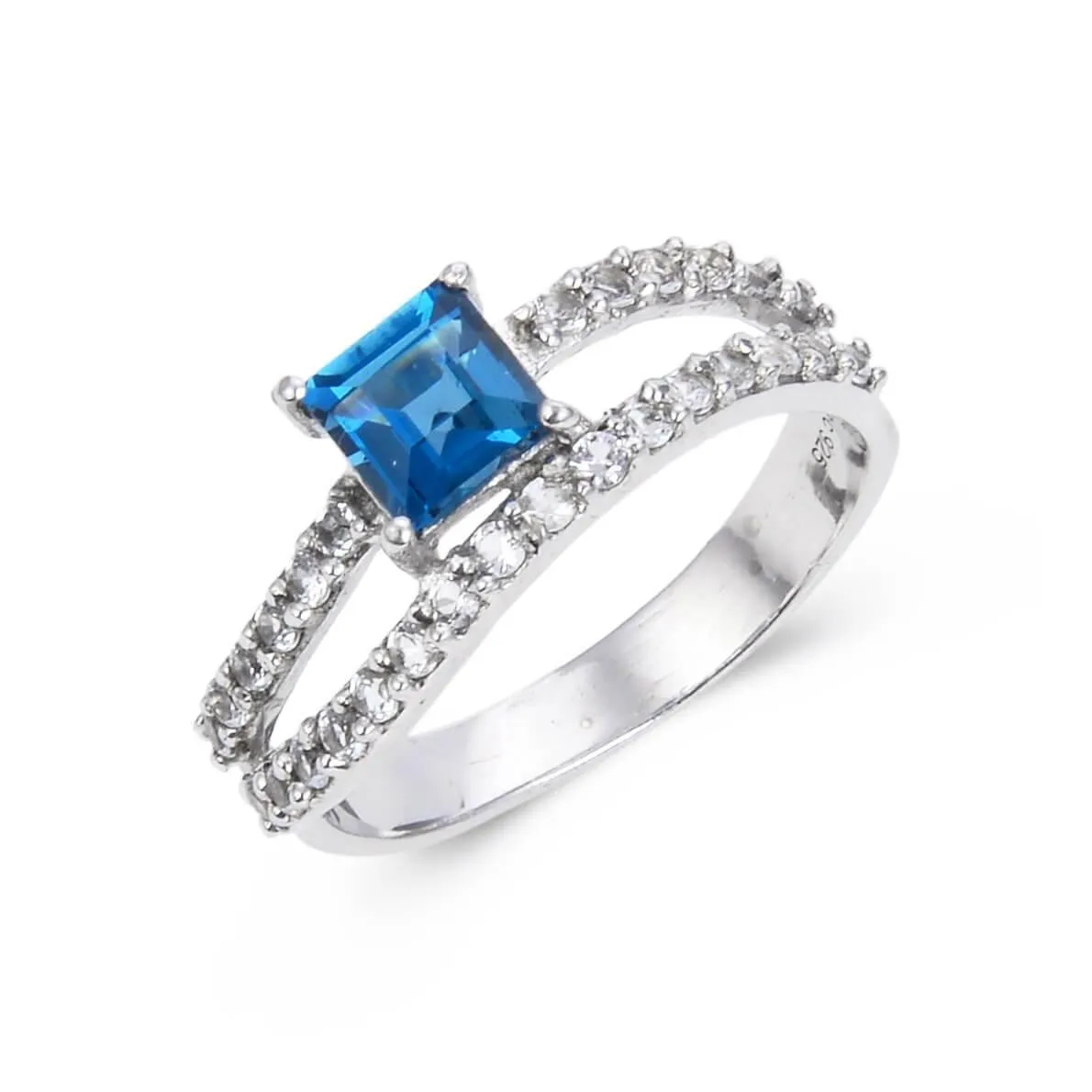 Blue Topaz Dual Band Fashion Ring sold by Zulily product image thumbnail 3