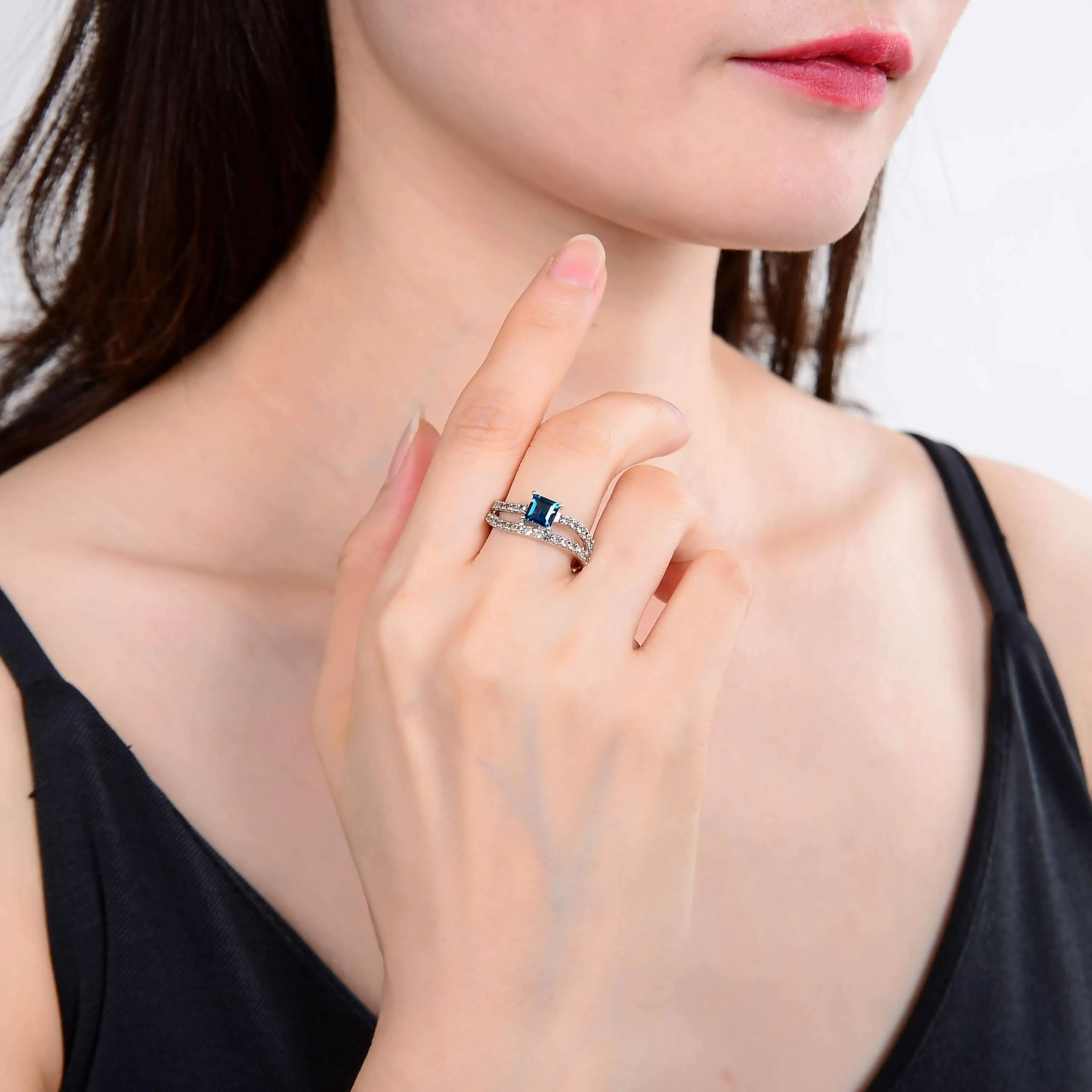 Blue Topaz Dual Band Fashion Ring sold by Zulily product image thumbnail 2