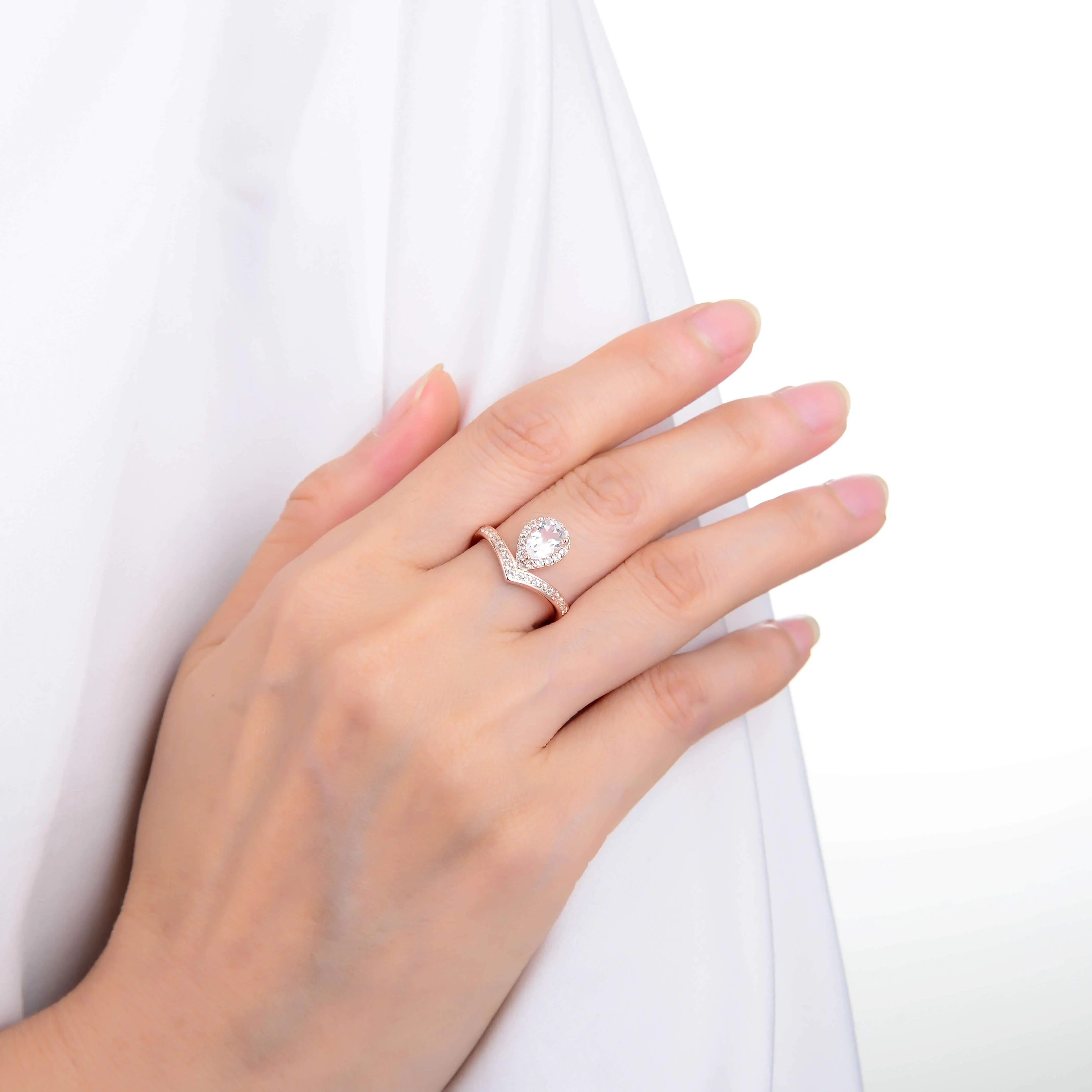 White Topaz Teardrop Ring sold by Zulily product image thumbnail 3