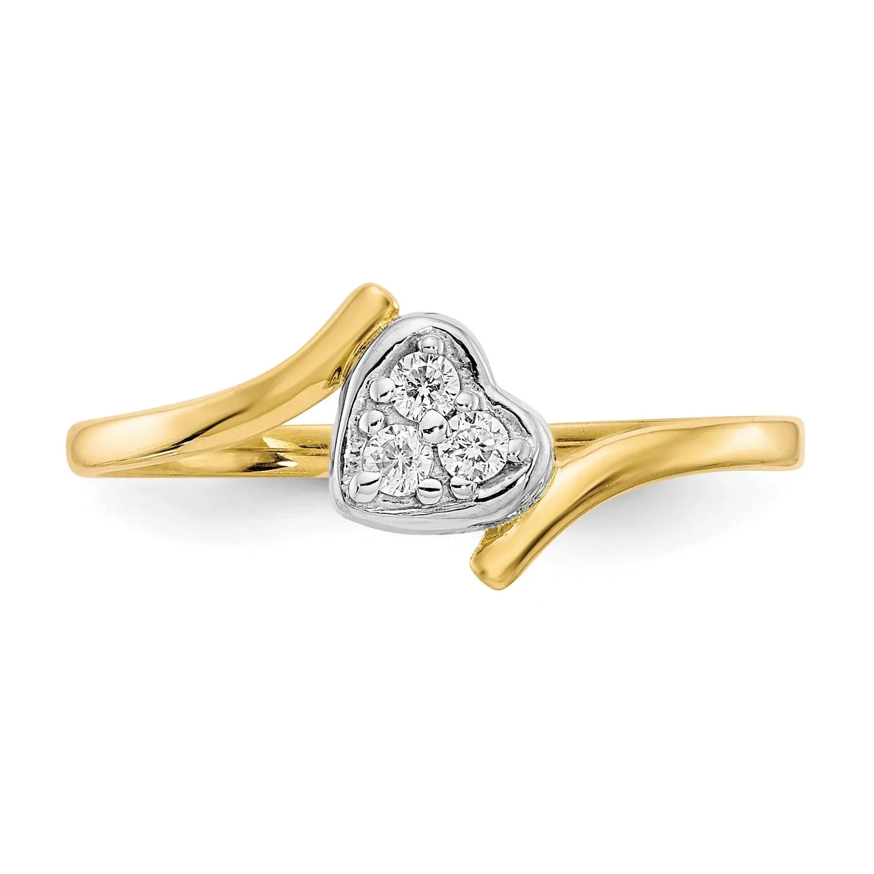10K Gold CZ Heart Bypass Three Stone Ring sold by Zulily product image thumbnail 3