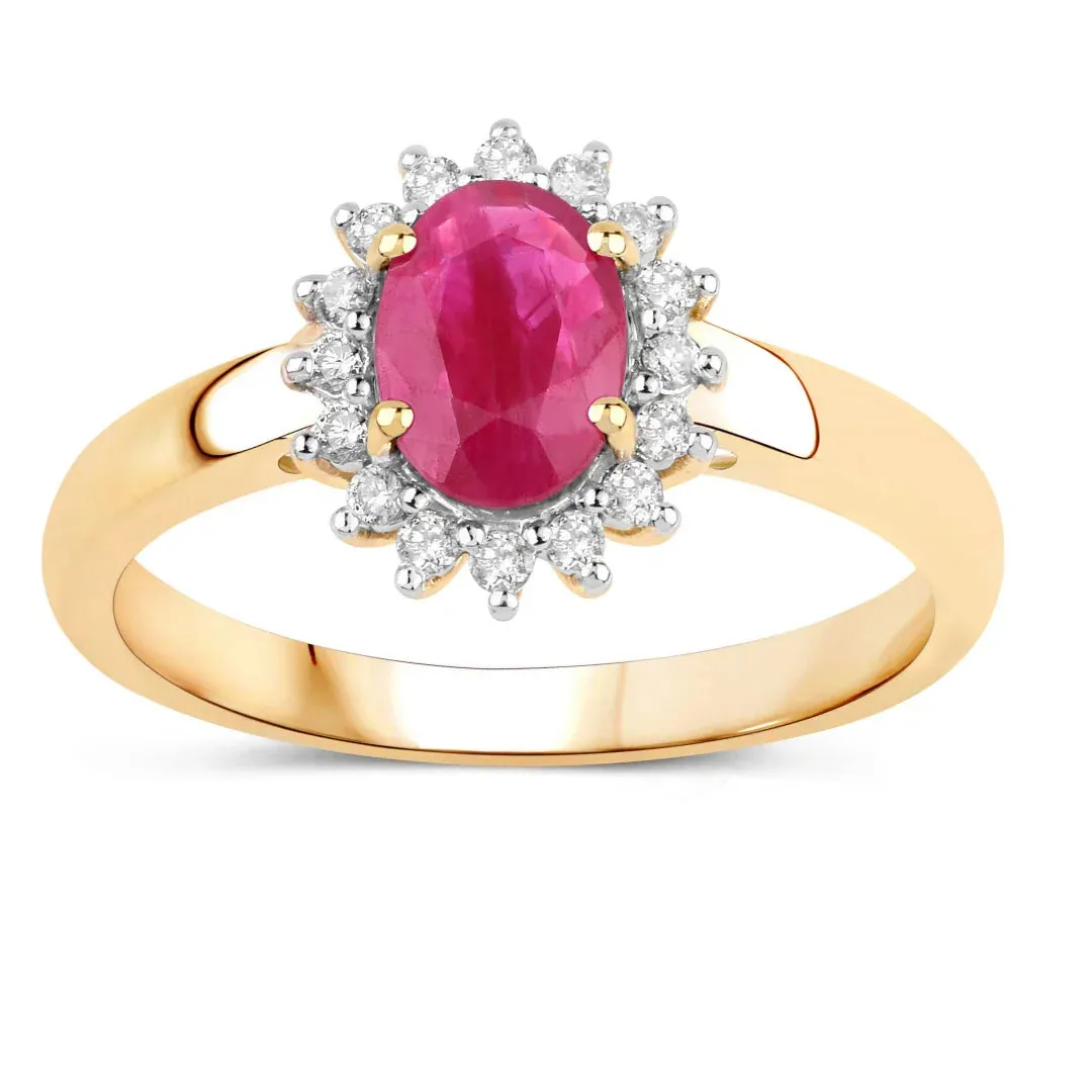 0.85 Ct Oval Pink Ruby Diamond Prong 10K Gold Halo Ring sold by Zulily product image thumbnail 2