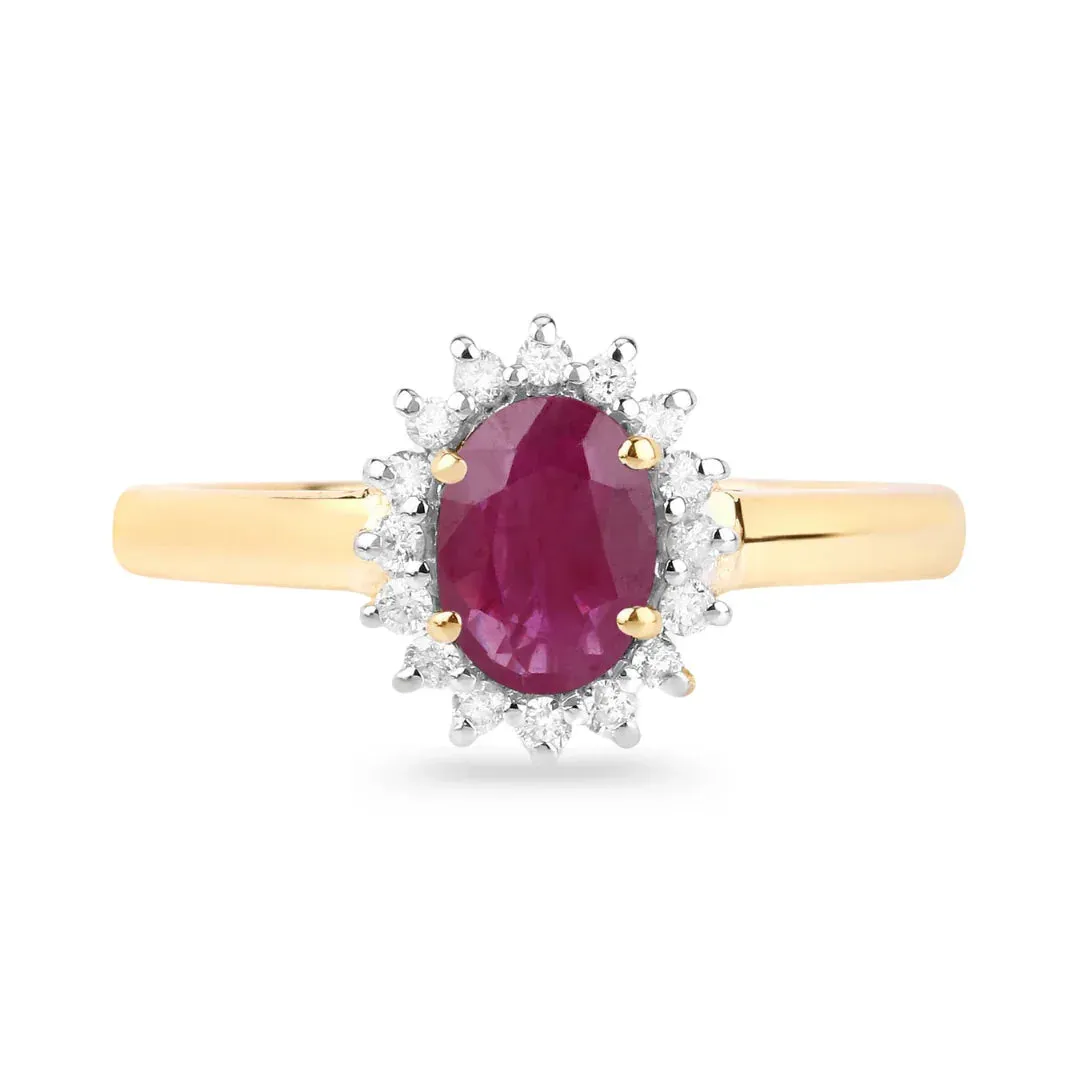 0.85 Ct Oval Pink Ruby Diamond Prong 10K Gold Halo Ring sold by Zulily product image thumbnail 3