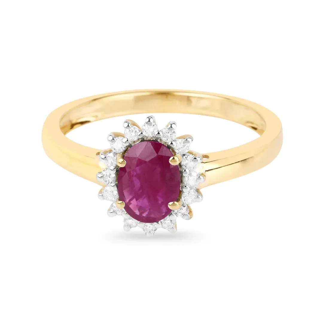 0.85 Ct Oval Pink Ruby Diamond Prong 10K Gold Halo Ring sold by Zulily product image thumbnail 4