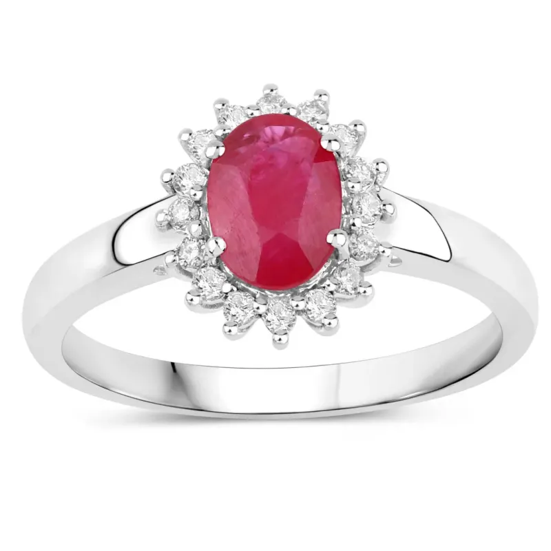 0.85 Ct Oval Pink Ruby Diamond Prong 10K Gold Halo Ring made by Zulily