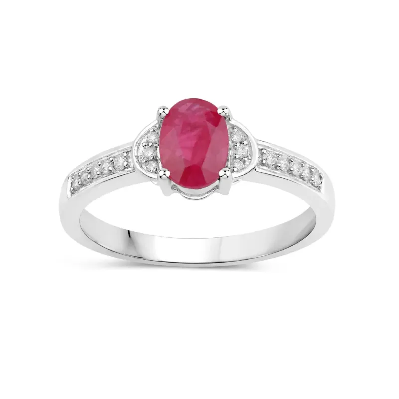 0.85 Ct Oval Pink Ruby Diamond Prong 10K Gold Pave Bridge Ring made by Zulily