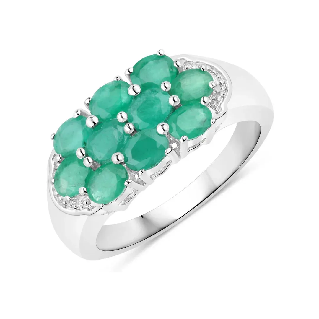 1.40 Ct Oval Green Zambian Emerald Prong Silver Cluster Ring sold by Zulily product image thumbnail 2
