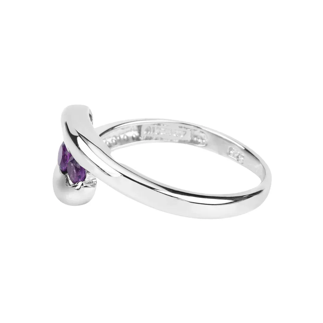 0.54 Ct Round Purple Amethyst Channel Silver Three Stone Bypass Ring sold by Zulily product image thumbnail 4