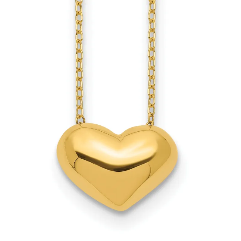 14k Yellow Gold Puffed Heart 18 inch Necklace made by Zulily