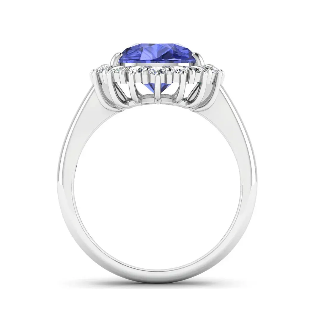 3.45 Ct Pear Violet Tanzanite and White Diamond Prong 14k Gold Halo Bridge Ring sold by Zulily product image thumbnail 4