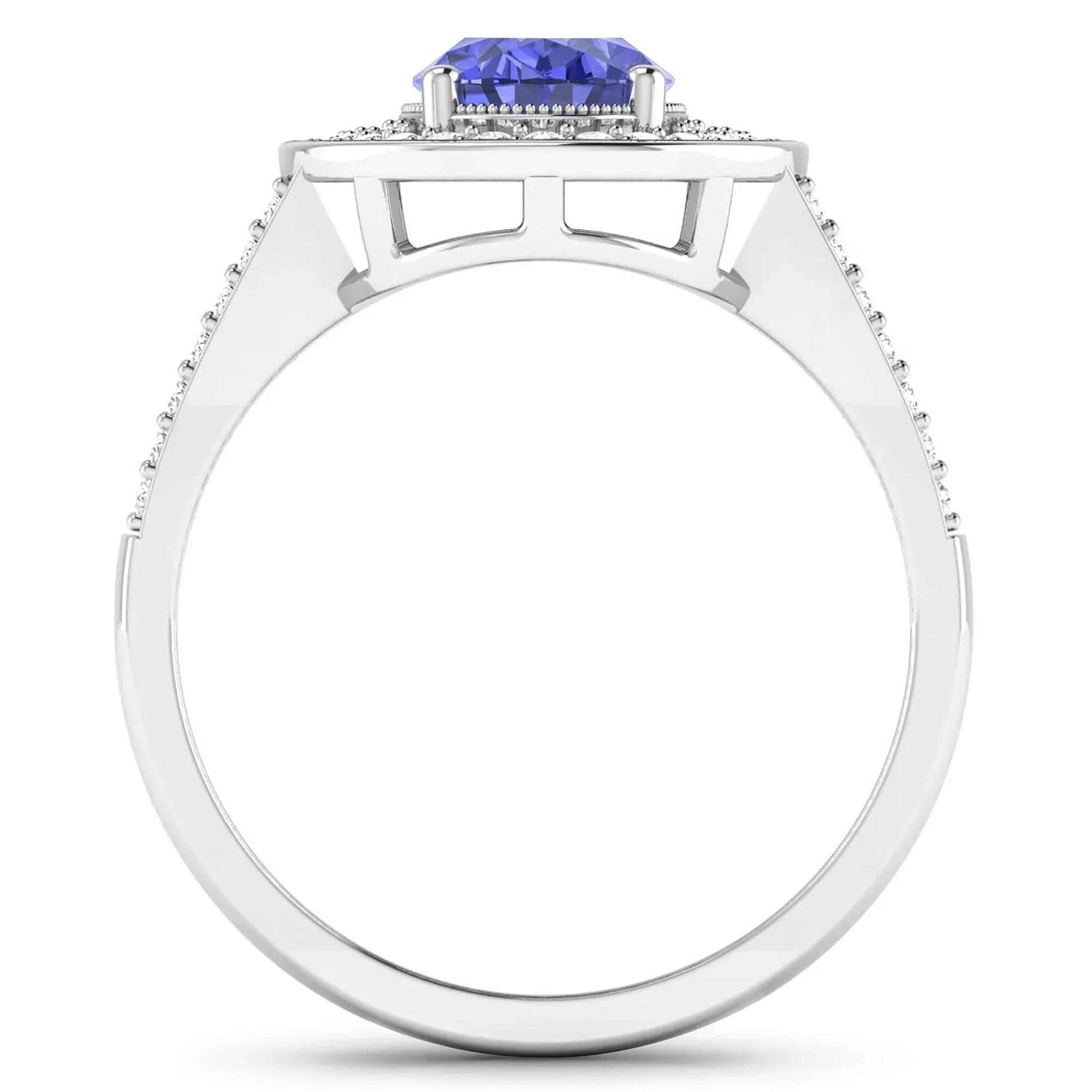 1.43 Ct Oval Violet Tanzanite and White Diamond Prong 14k Gold Halo Pave Statement Ring sold by Zulily product image thumbnail 4